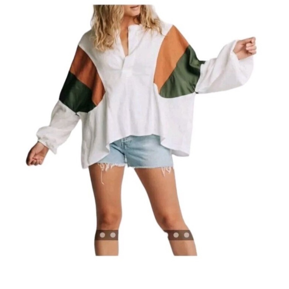 Free People Beating‎ Hearts Top Sz Small boho lagenlook festival color block